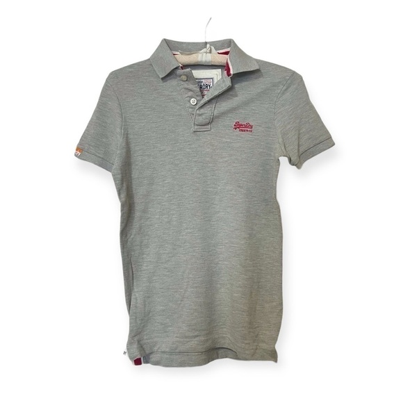 [NWT] Superdry Men's Classic Grey Cotton Pique Polo T-Shirt - Size S - Picture 1 of 13